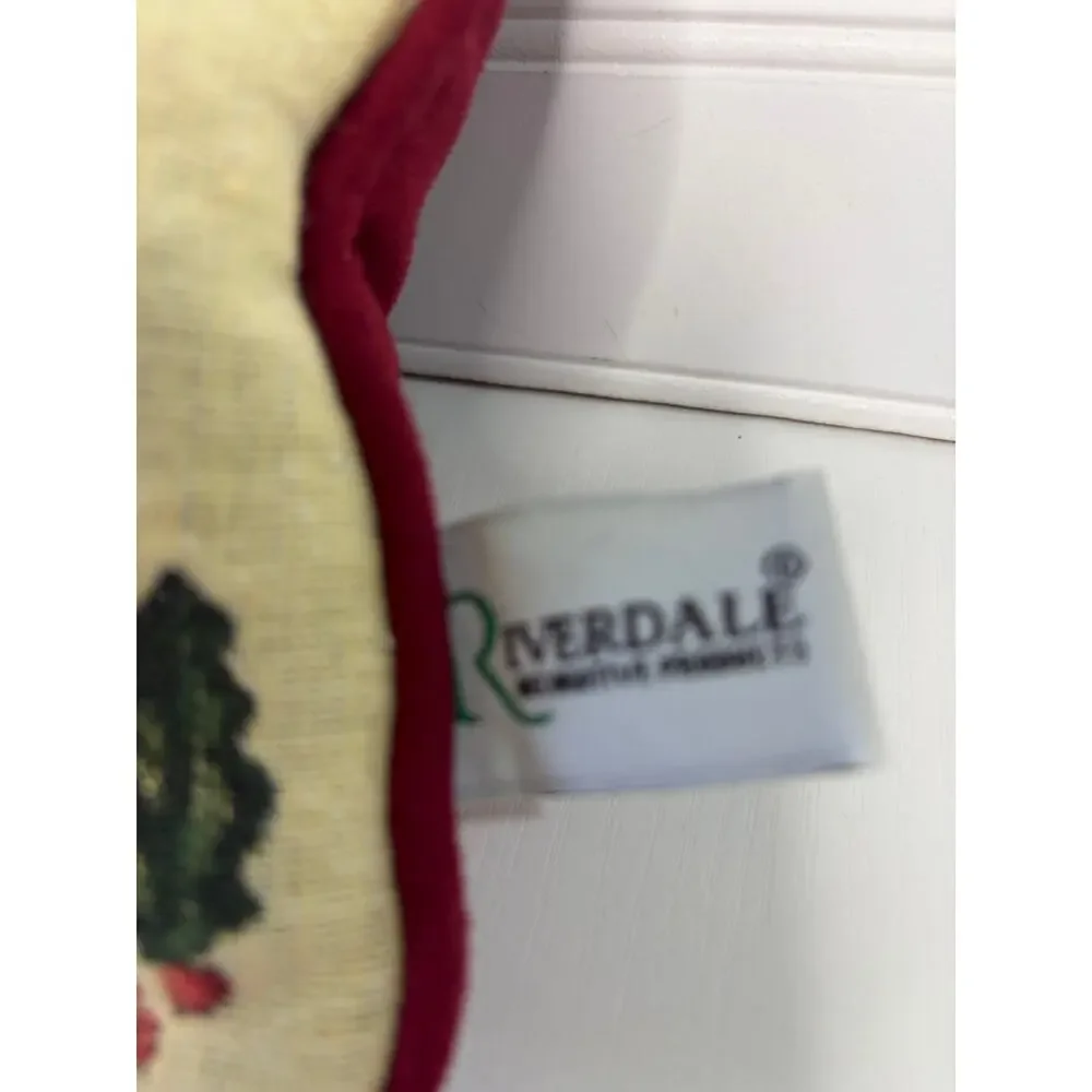 Vintage Riverdale Christmas Tapestry Accent Pillow Golden Holiday Bells & Holly